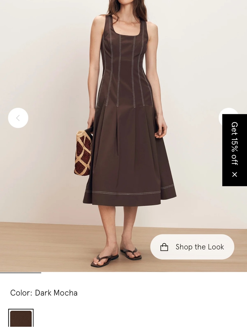 Veronica Beard Dark Mocha Sleeveless Fit-and-Flare Dress